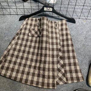 Brown Plaid Check Mini Skirt Vintage Preppy Style